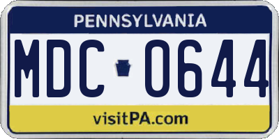 PA license plate MDC0644