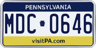 PA license plate MDC0646