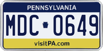 PA license plate MDC0649