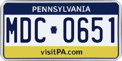 PA license plate MDC0651