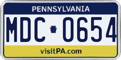 PA license plate MDC0654