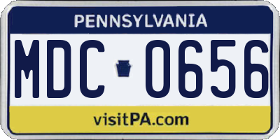 PA license plate MDC0656