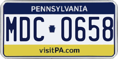PA license plate MDC0658