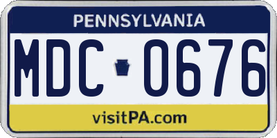 PA license plate MDC0676