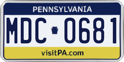 PA license plate MDC0681
