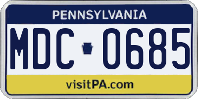 PA license plate MDC0685