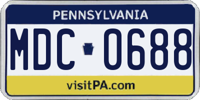 PA license plate MDC0688