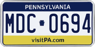 PA license plate MDC0694