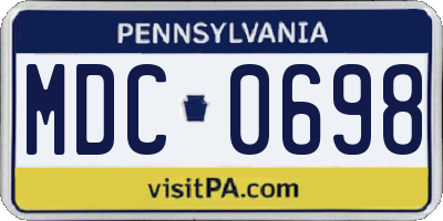 PA license plate MDC0698