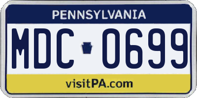 PA license plate MDC0699