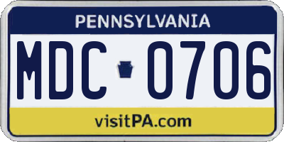 PA license plate MDC0706