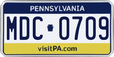 PA license plate MDC0709