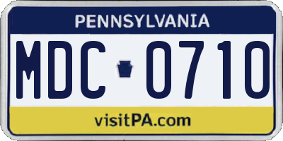 PA license plate MDC0710