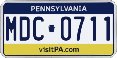 PA license plate MDC0711