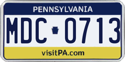 PA license plate MDC0713