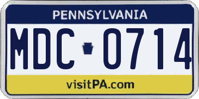 PA license plate MDC0714
