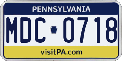 PA license plate MDC0718