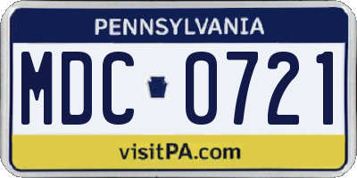 PA license plate MDC0721