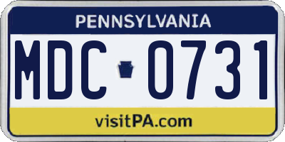 PA license plate MDC0731