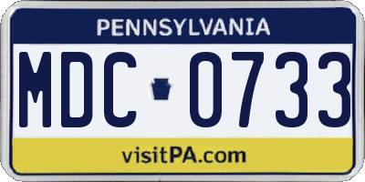 PA license plate MDC0733