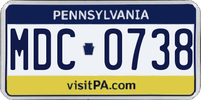 PA license plate MDC0738