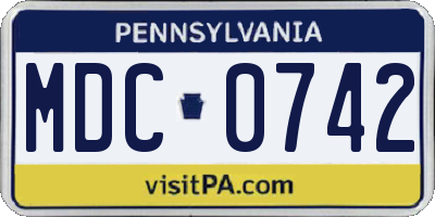 PA license plate MDC0742