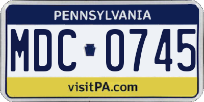 PA license plate MDC0745