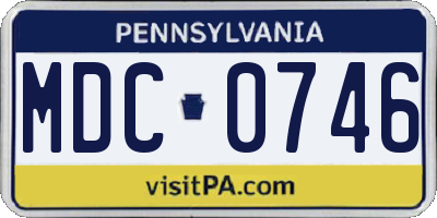 PA license plate MDC0746