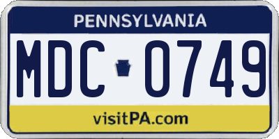 PA license plate MDC0749