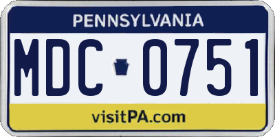 PA license plate MDC0751