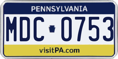 PA license plate MDC0753