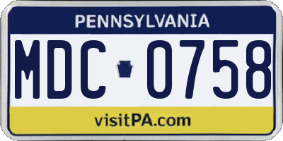 PA license plate MDC0758