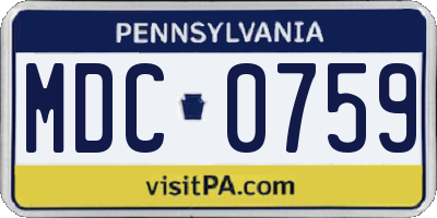 PA license plate MDC0759