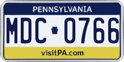PA license plate MDC0766