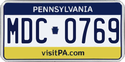 PA license plate MDC0769