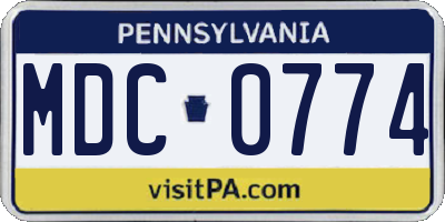 PA license plate MDC0774