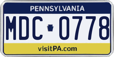 PA license plate MDC0778