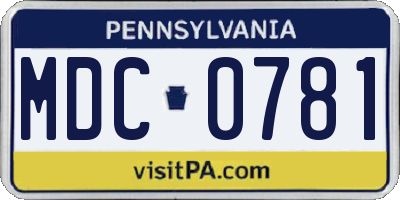 PA license plate MDC0781