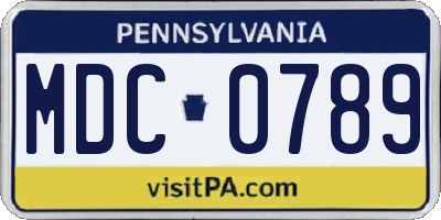 PA license plate MDC0789