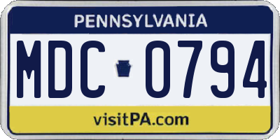 PA license plate MDC0794