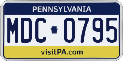 PA license plate MDC0795