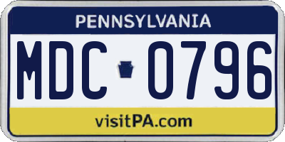 PA license plate MDC0796