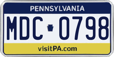 PA license plate MDC0798