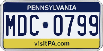 PA license plate MDC0799