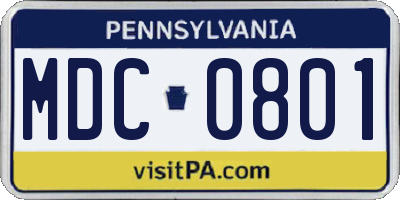 PA license plate MDC0801