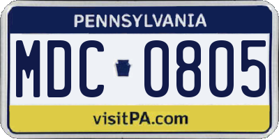 PA license plate MDC0805