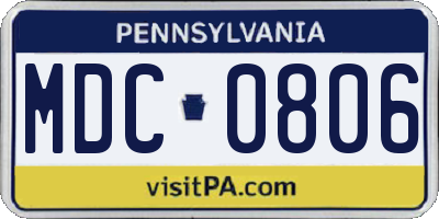 PA license plate MDC0806