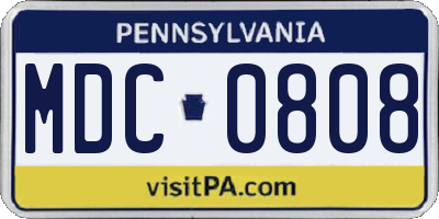 PA license plate MDC0808