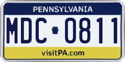 PA license plate MDC0811