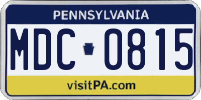 PA license plate MDC0815
